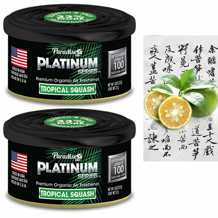 2 Paradise Platinum Organic Air Freshener Fiber Can Lasting Scent Tropical Twist