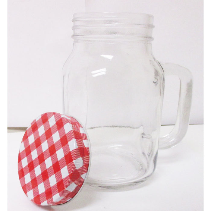 Lot 6 Clear Mason Jars Handles Lids Jelly Bridal Canning Jar Pint Wedding 20oz