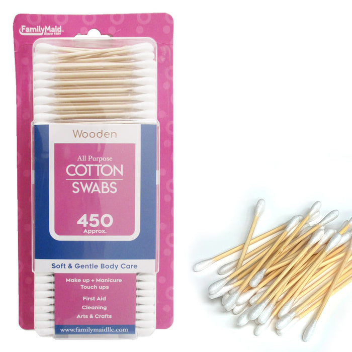 450 Ct Cotton Swabs Double Tipped Applicator Q Tip Safety Ear Wax Makeup Remover
