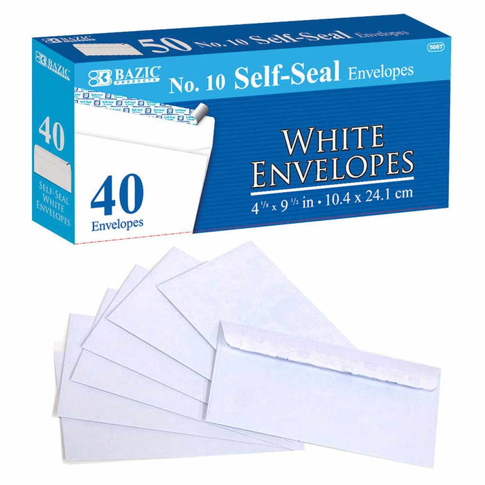 40 Self Seal White Envelopes No. 10 Letter Mailing Shipping Mail Peel Windowless