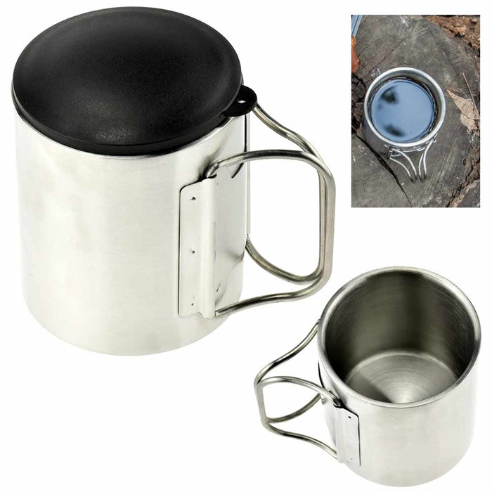 1 Double Wall Stainless Steel Mini Cup Mug Drinking Coffee Camp Travel Lid 7.4oz