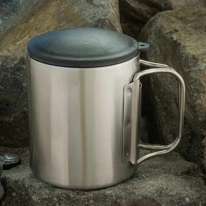 1 Double Wall Stainless Steel Mini Cup Mug Drinking Coffee Camp Travel Lid 7.4oz