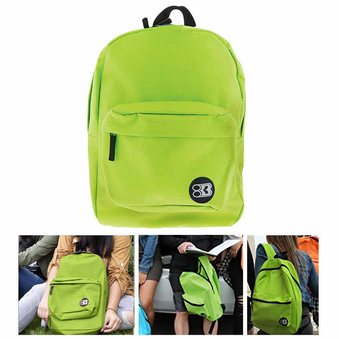 2 Lime Green Backpack 17" Travel Sports Back Pack School Book Bag Hiking Camping