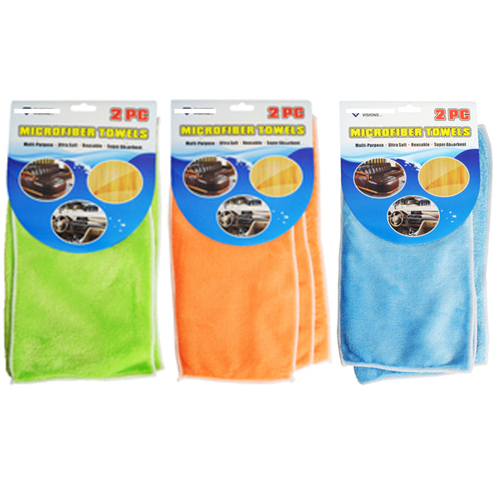2 Pc Ultra Soft Microfiber Cleaning Cloth Towel Auto Car Detailing 13"x12"