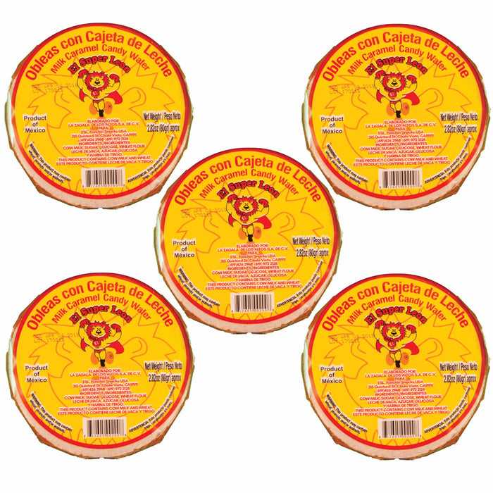 5 Pc Obleas Con Cajeta De Leche Mexican Candy Milk Caramel Wafer Caramelo Treat