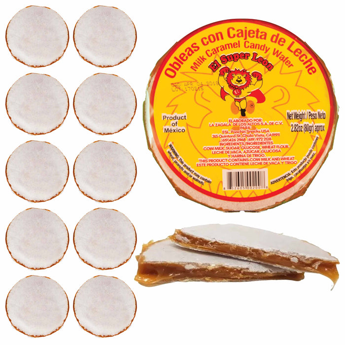 10 Pc Obleas Con Cajeta De Leche Mexican Candy Milk Caramel Wafer Caramelo Sweet