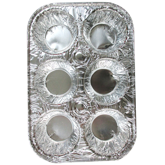 50 Pk Foil 6 Cavity Aluminum Pan Cake Mold Muffin Cupcake Disposable Container !
