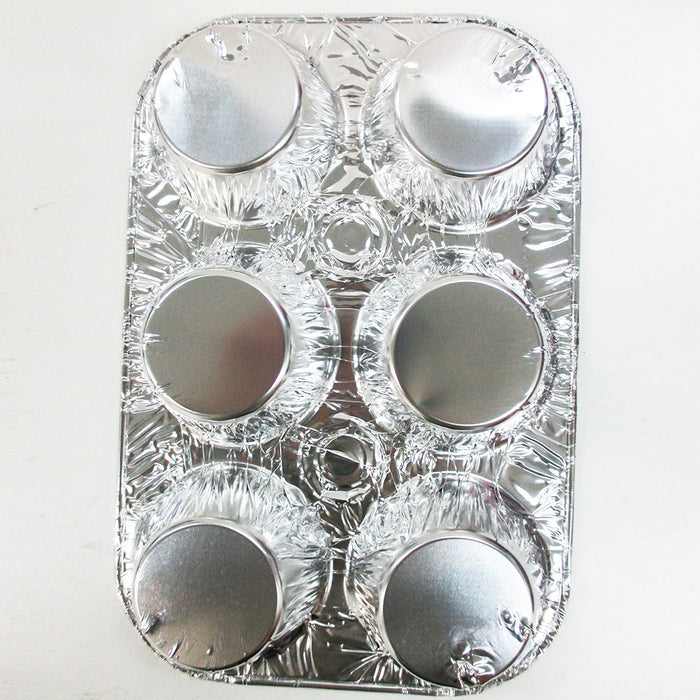 10 Pc Aluminum Foil Muffin Pan 6 Cavity Cake Mold Cupcake Disposable Container