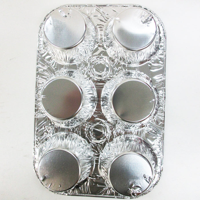 10 Pack Foil 6 Cavity Aluminum Pan Cake Mold Muffin Cupcake Disposable Container