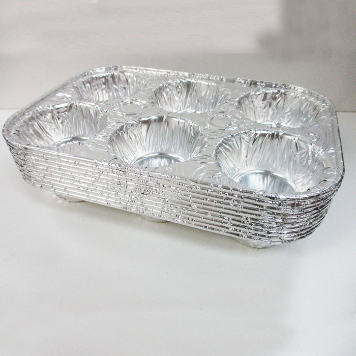25Pc 6-Cup Aluminum Foil Muffin Pans Cupcake Aluminum Pans Disposable Container