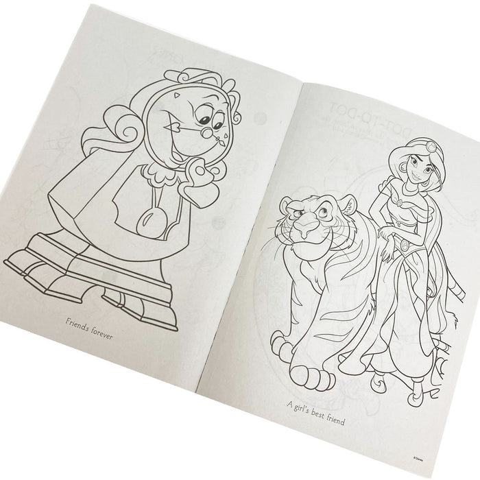 14 Pc Disney Princess Coloring Books Set Activity Pad Kids Drawing Glitter Pens