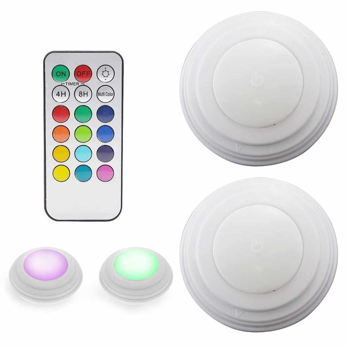 4 Remote Control LED Light Self Adhesive Dimmer Wireless Closet Lamp Multi Color