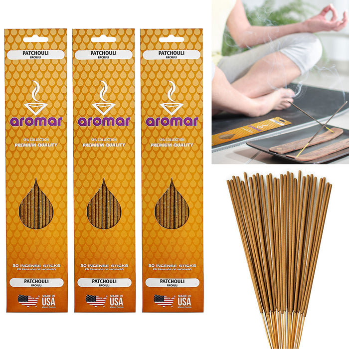60 X Premium Incense Sticks Patchouli Scent Hand Dipped Burning Fragrance Aroma