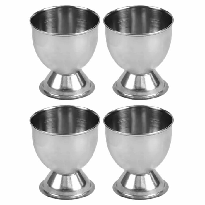 4 X Egg Cup Stainless Steel Breakfast Soft Boiled Footed Holder Commercial Grade