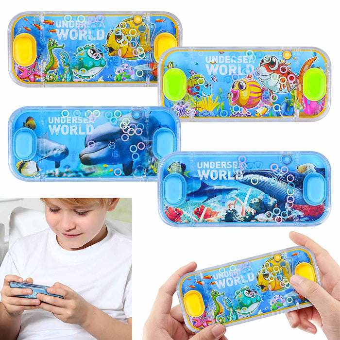 4 Pc Retro Handheld Water Games Ring Toss Undersea World Ocean Children Kid Gift