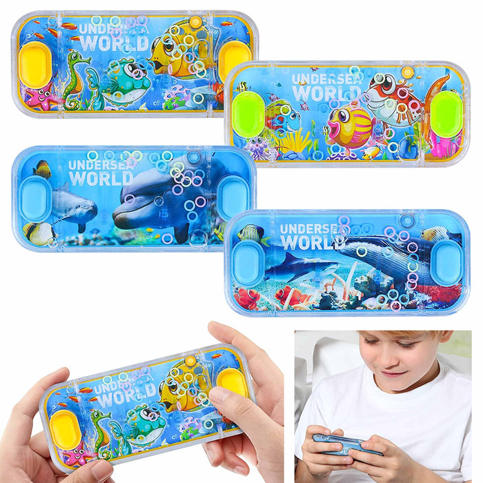 4 Pc Retro Handheld Water Games Ring Toss Undersea World Ocean Children Kid Gift