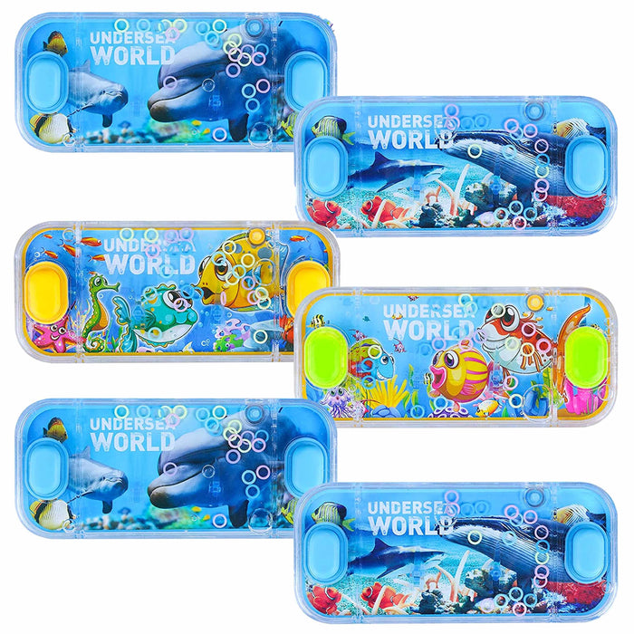 6 Pc Handheld Water Games Aqua Arcade Undersea Ring Toss Retro Toy Party Favor