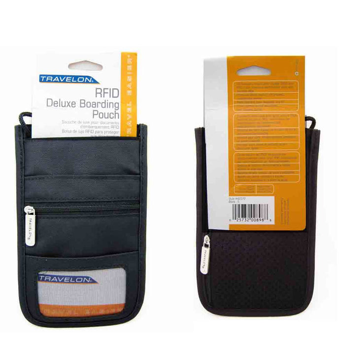 Travelon RFID Blocking New Boarding Pouch Case Passport Wallet Holder ID Black !