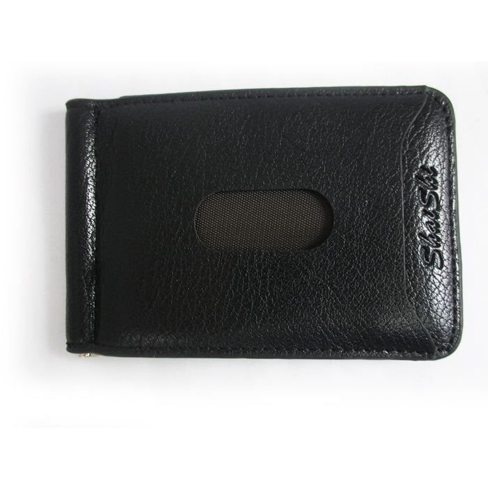 Mens Genuine Leather Money Clip Slim Wallet Magnetic Black ID Credit Card Holder