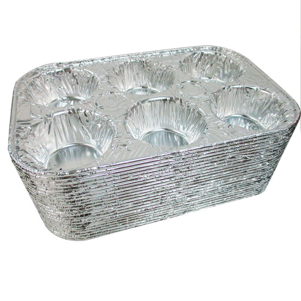 25Pc 6Cup Aluminum Foil Muffin Pans Cupcake Aluminum Pans Disposable