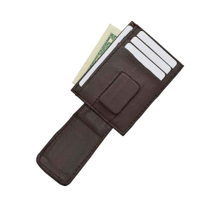 Mens Leather Money Clip Slim Front Pocket Magnetic ID Holder Credit Card Wallet