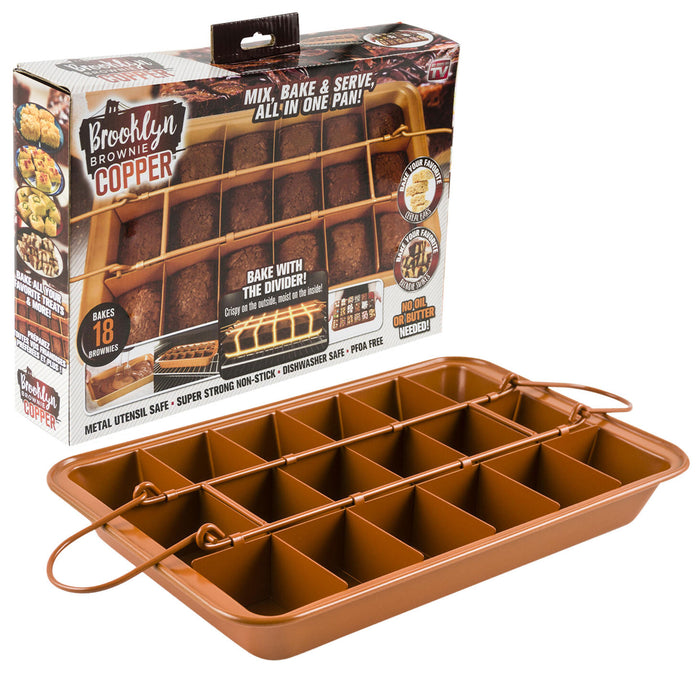 Brooklyn Brownie Nonstick Copper Pan by Gotham Steel Mix Bake And Serve Brownies