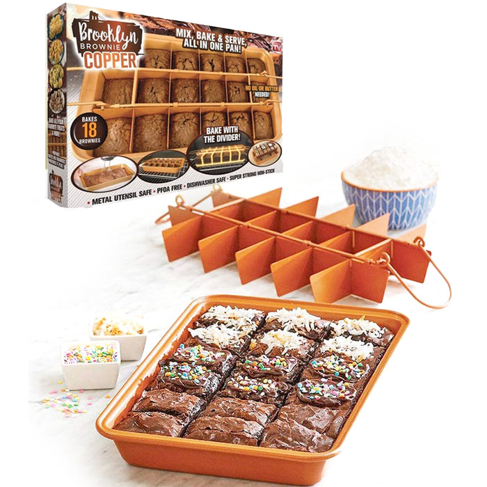 Brooklyn Brownie Nonstick Copper Pan by Gotham Steel Mix Bake And Serve Brownies