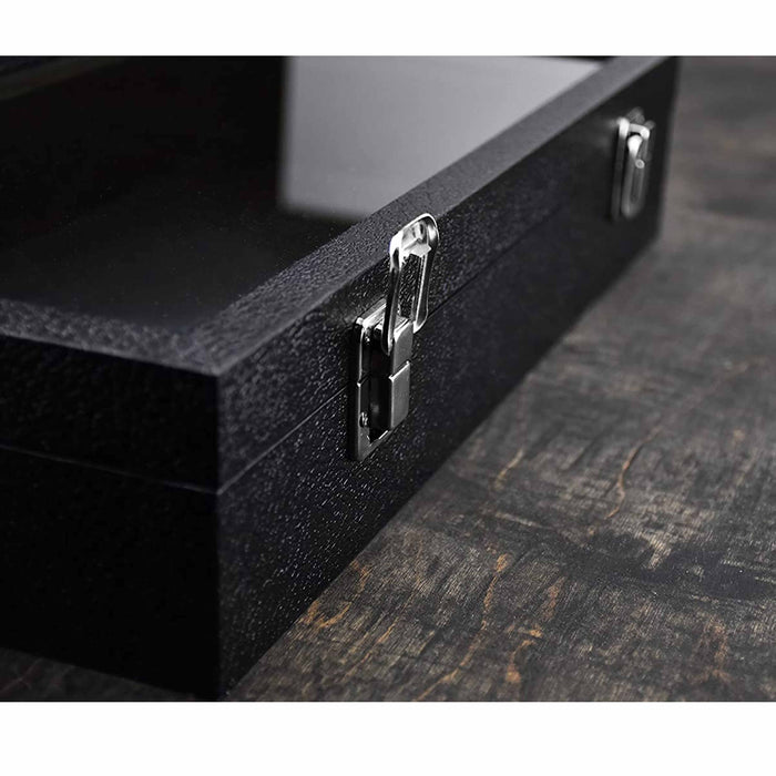 2 Jewelry Display Case Box Glass Top Black Gem Clear Lid Storage Gemstone Holder