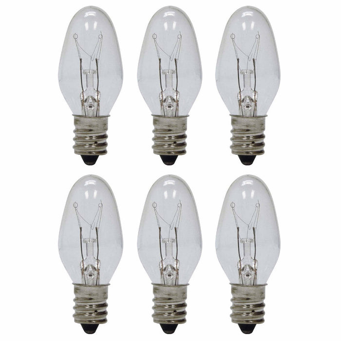 6 Clear Night Light Bulbs Replacement 15 Watt Lighting 120V Lamp Candelabra Base