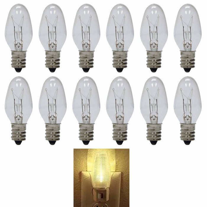 12 Pc Night Light Bulbs 15 Watt Replacement Lighting 120V Candelabra Base Lamp