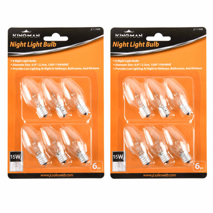 12 Pc Night Light Bulbs 15 Watt Replacement Lighting 120V Candelabra Base Lamp