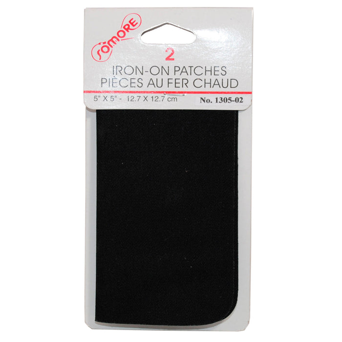 2 Black Somore Iron On Denim Patches Jean Repair Mend Fabric Ironon Applique 5X5