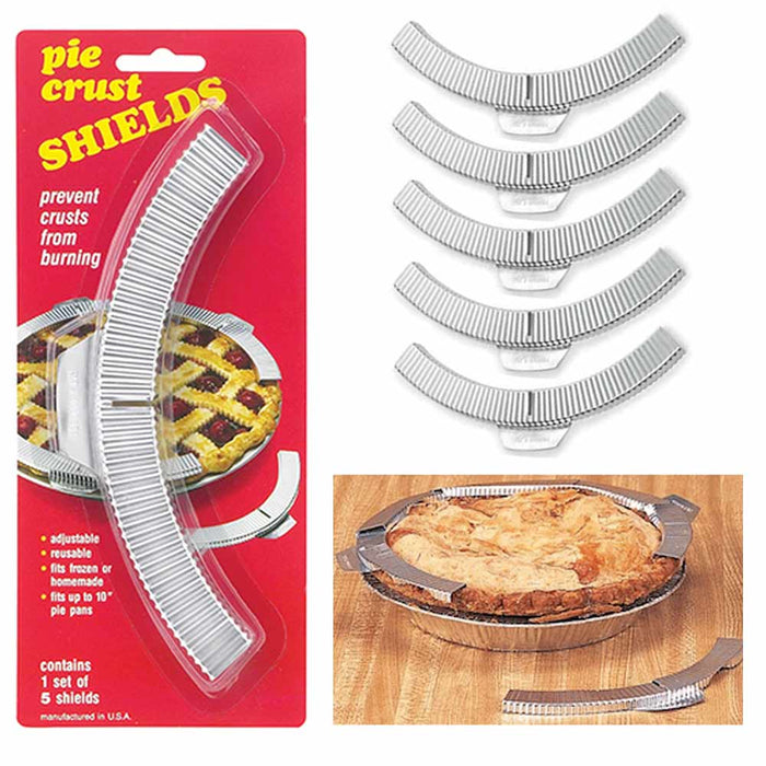 5 Pc Aluminum Baking Pie Crust Shield Reusable Fits 10" Pan Frozen Round Pizza