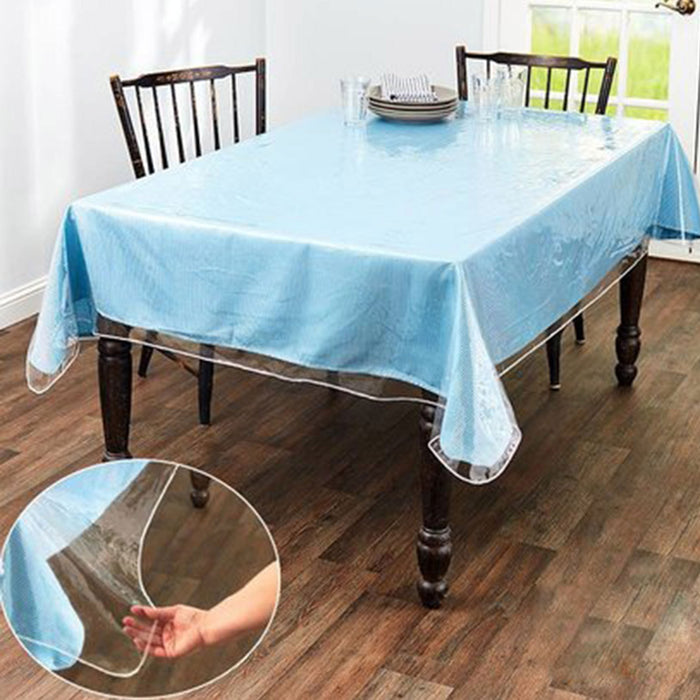 1 Pc Clear Transparent PVC Tablecloth Table Protector Waterproof Covering 52X70