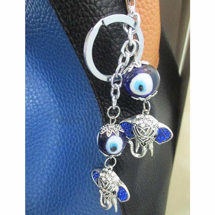 Lucky Eye Turkish Bracelet Nazar Talisman Keyring Good Elephant Keychain Charm