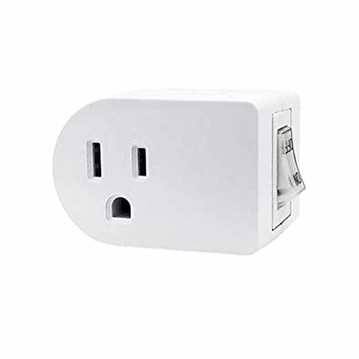 2 Pc Single 3 Pronged Plug Power Adapter With On/Off Switch Grounded Wall Tap