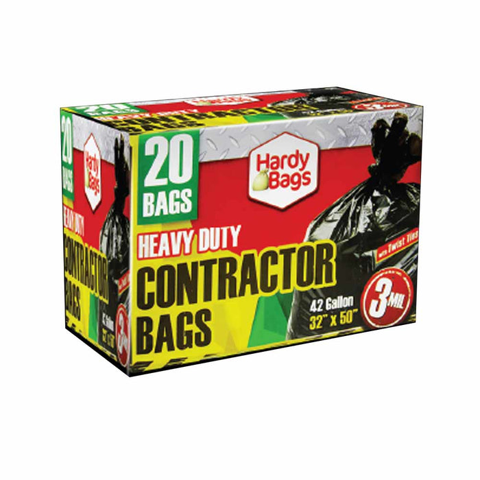 20 Contractor Trash Bags 42 Gallons 32" x 50" 3 Mil Thick Heavy Duty Industrial