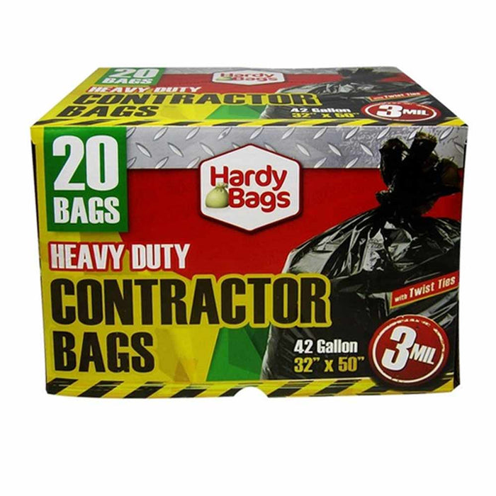 20 Contractor Trash Bags 42 Gallons 32" x 50" 3 Mil Thick Heavy Duty Industrial