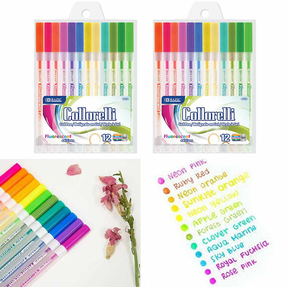 BAZIC 12 Fluorescent Color Collorelli Gel Pen Bazic Products