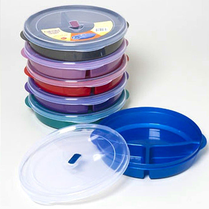 4 Set Food Storage Divided Microwave Container Compartments Plate Cover BPA Free