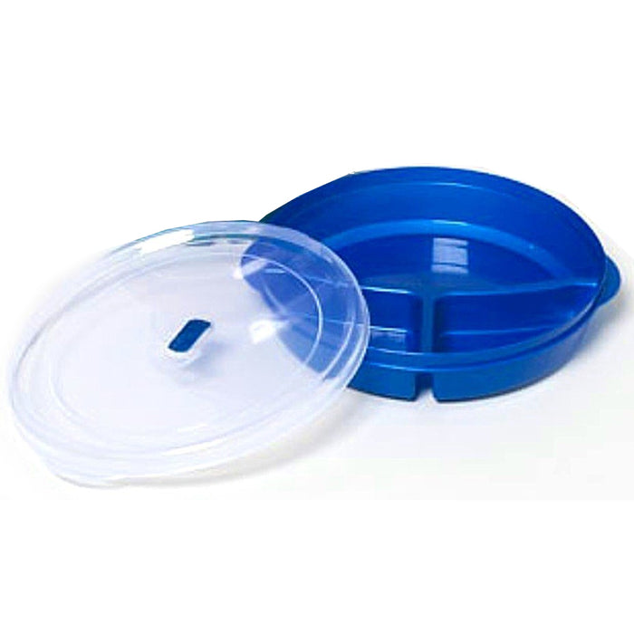 Set of 6) Microwave Food Storage Tray Containers - 3 Section / Compartment  Divided Plates w/ Vented Lid
