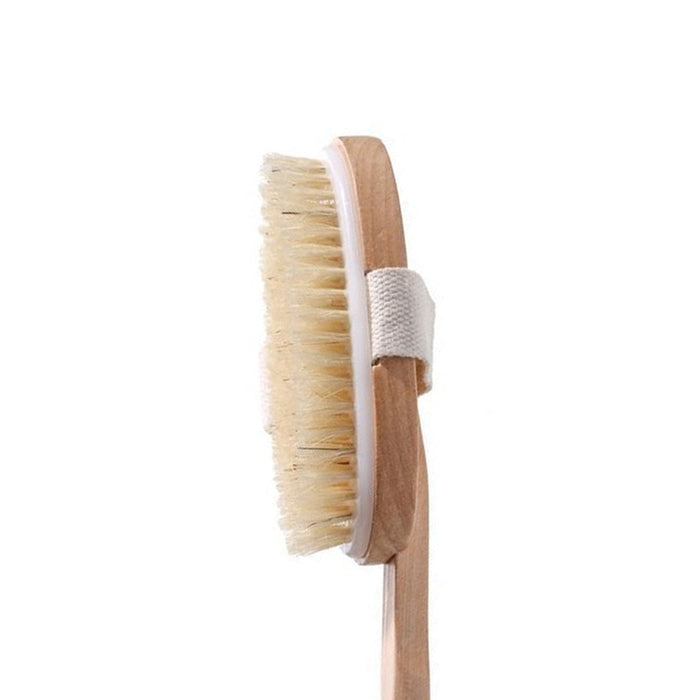 Premium Natural Bristle Wooden Bath Shower Body Back Dry Skin Brush Spa Scrubber
