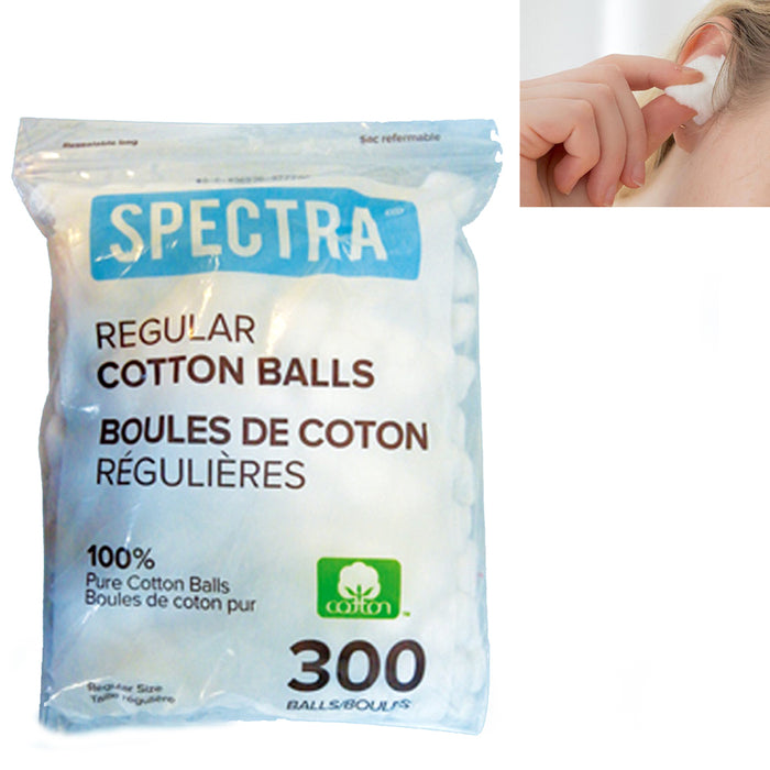 300pc Cotton Balls Regular Size 100% Makeup Cosmetics Nail Polish Baby First Aid