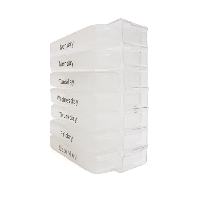 2Pc 7 Day Pill Box Organizer XL White Container Case Medicine Vitamins Travel