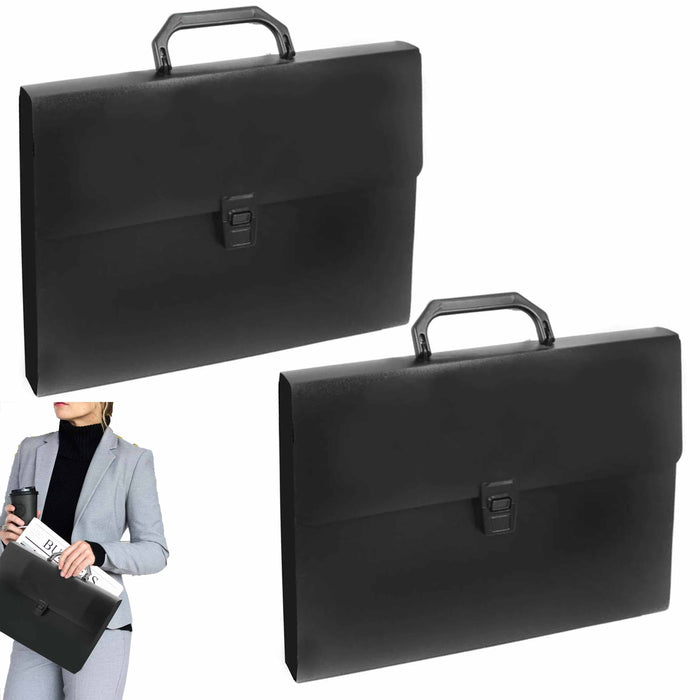 2 Pc Document Case Holder Handle Letter Size Paper Organizer Briefcase Portfolio