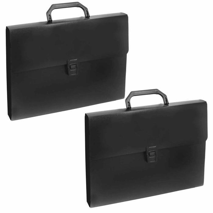 2 Pc Document Case Holder Handle Letter Size Paper Organizer Briefcase Portfolio