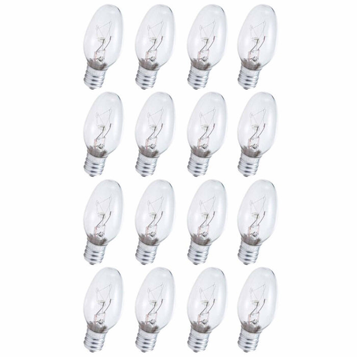 16 Clear Night Light Replacement Bulbs 4 Watt 120V Candelabra Base Warm Lighting