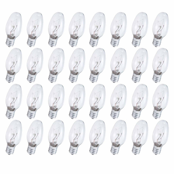 32 Night Light Replacement Bulbs Clear 4 Watt 120V Warm Lighting Candelabra Base