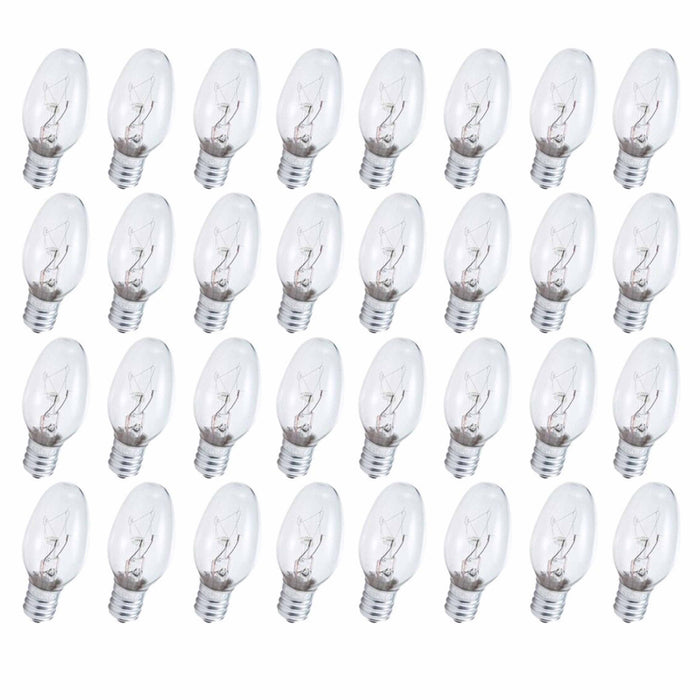 32 Night Light Replacement Bulbs Clear 4 Watt 120V Warm Lighting Candelabra Base