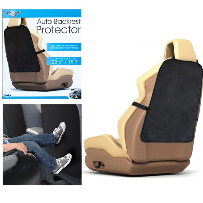 2 Auto Backrest Back Seat Protector Car Cushion Cover Care Travel Kick Mat Black